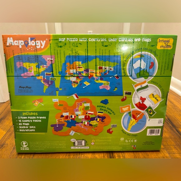 NWT Mapology World Map Puzzle with Countries, Flags and Capitals - Picture 2 of 14